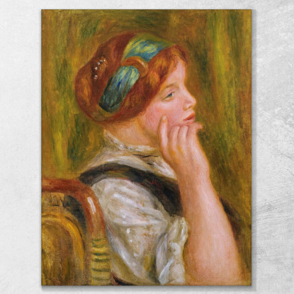 Ritratto Di Donna Con Fascia Verde Pierre-Auguste Renoir par408 quadro stampato su tela