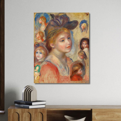 Studio Delle Teste Delle Ragazze Pierre-Auguste Renoir par462 quadro stampato su tela