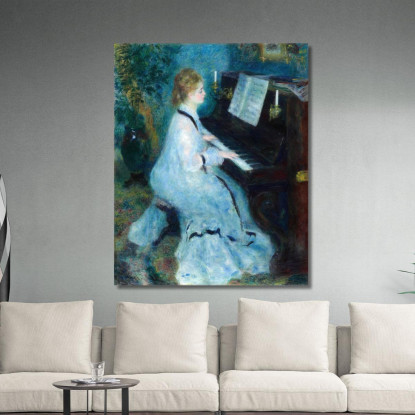 Donna Al Pianoforte Pierre-Auguste Renoir par506 quadro stampato su tela