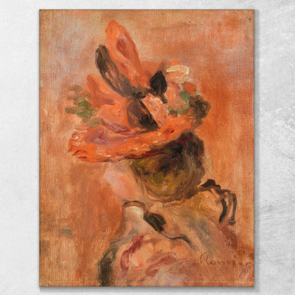 Testa Di Donna Con Cappello Rosso Pierre-Auguste Renoir par521 quadro stampato su tela