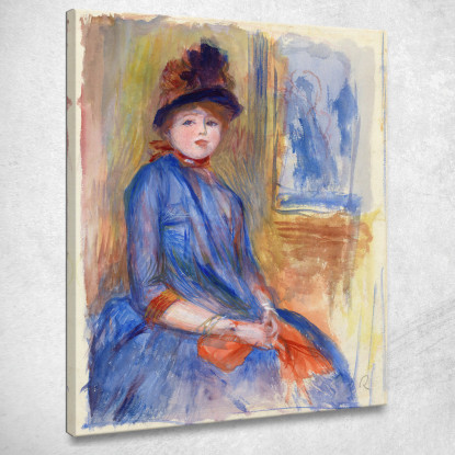 Giovane Ragazza In Un Vestito Blu Pierre-Auguste Renoir par524 quadro stampato su tela