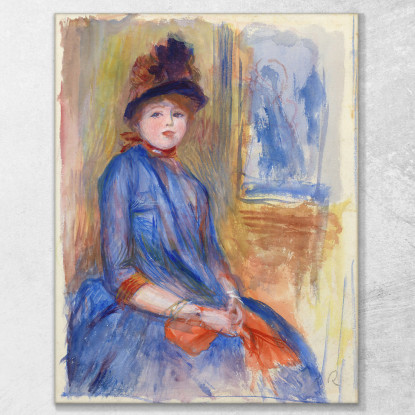 Giovane Ragazza In Un Vestito Blu Pierre-Auguste Renoir par524 quadro stampato su tela