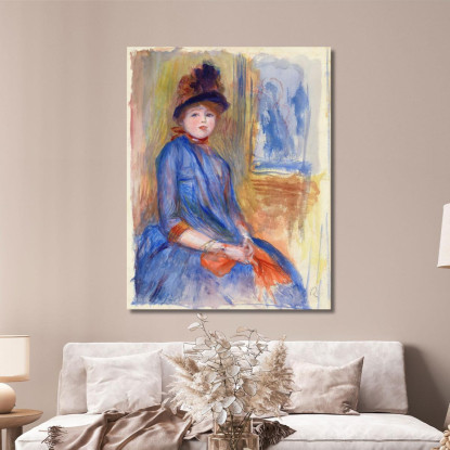 Giovane Ragazza In Un Vestito Blu Pierre-Auguste Renoir par524 quadro stampato su tela