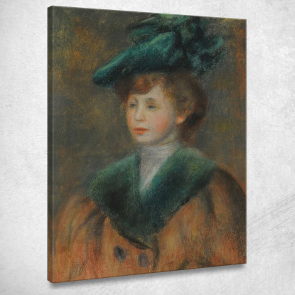 Giovane Donna Con Un Cappello Verde Pierre-Auguste Renoir par529 quadro stampato su tela