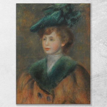 Giovane Donna Con Un Cappello Verde Pierre-Auguste Renoir par529 quadro stampato su tela