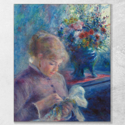 Cucito Della Giovane Donna Pierre-Auguste Renoir par531 quadro stampato su tela