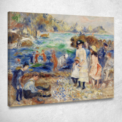 Bambini In Riva Al Mare Guernsey Pierre-Auguste Renoir par557 quadro stampato su tela