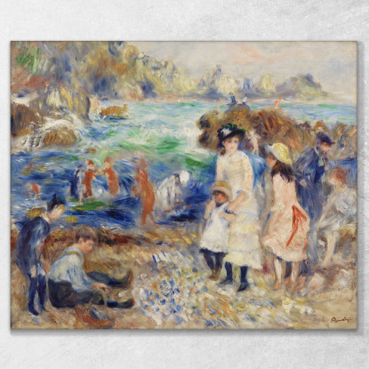 Bambini In Riva Al Mare Guernsey Pierre-Auguste Renoir par557 quadro stampato su tela