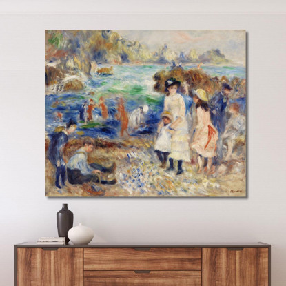 Bambini In Riva Al Mare Guernsey Pierre-Auguste Renoir par557 quadro stampato su tela