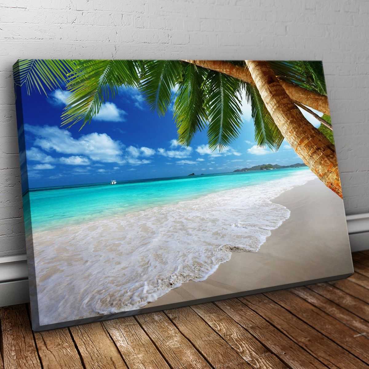✨ Stampa su tela 🖼️ Paesaggio mare tropicale con palme quadro moderno:  aggiungi un tocco di stile alla tua casa