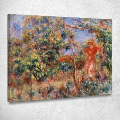 Donna In Rosso In Un Paesaggio Pierre-Auguste Renoir par614 quadro stampato su tela