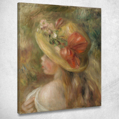 Ragazza Giovane Con Cappello Pierre-Auguste Renoir par621 quadro stampato su tela