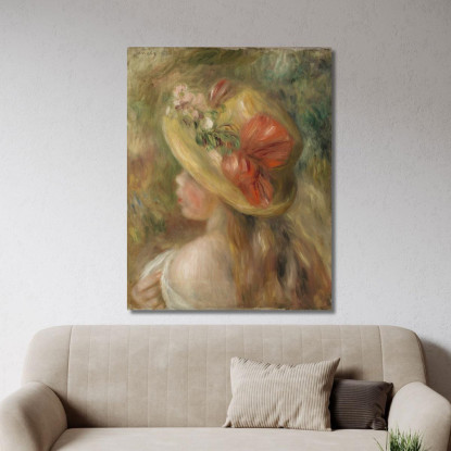 Ragazza Giovane Con Cappello Pierre-Auguste Renoir par621 quadro stampato su tela