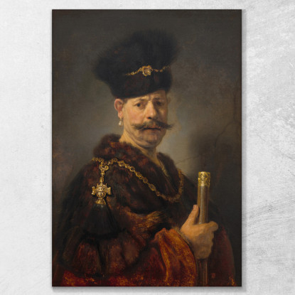 Un Nobile Polacco 1637 Rembrandt van Rijn rvr2 quadro stampato su tela