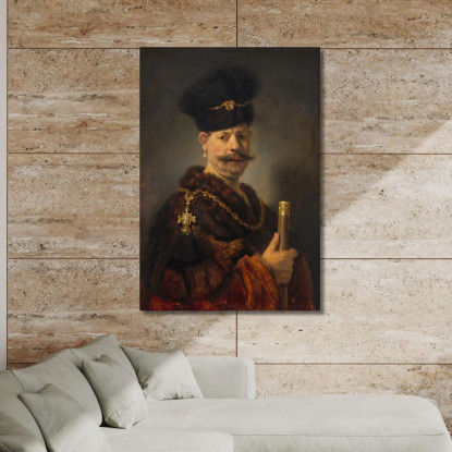 Un Nobile Polacco 1637 Rembrandt van Rijn rvr2 quadro stampato su tela