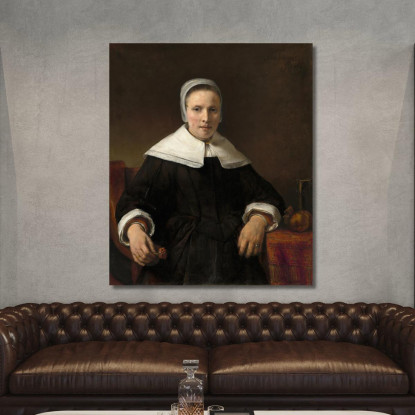 Una Donna Che Tiene Una Rosa Rembrandt van Rijn rvr4 quadro stampato su tela