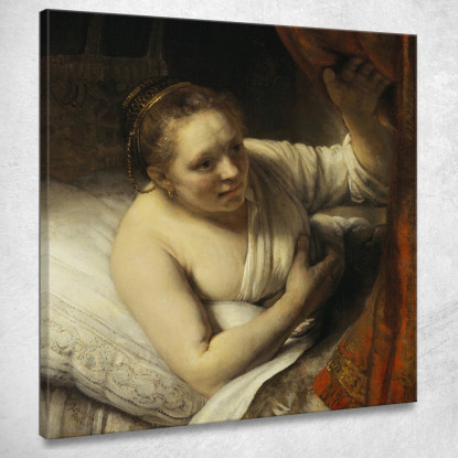 Una Donna A Letto Rembrandt van Rijn rvr5 quadro stampato su tela