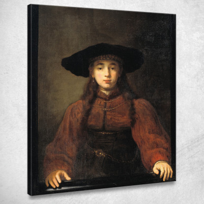 Una Giovane Donna Con Le Mani Appoggiate Rembrandt van Rijn rvr11 quadro stampato su tela