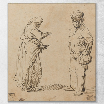 Mendicante Uomo E Donna Rembrandt van Rijn rvr23 quadro stampato su tela