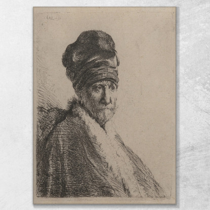 Busto Di Uomo Con Berretto Alto Padre Dell'Artista Rembrandt van Rijn rvr30 quadro stampato su tela