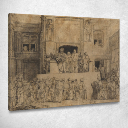 Cristo Ha Presentato Al Popolo Il Piatto Oblungo Rembrandt van Rijn rvr44 quadro stampato su tela