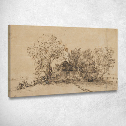 Cottage Tra Gli Alberi Rembrandt van Rijn rvr46 quadro stampato su tela