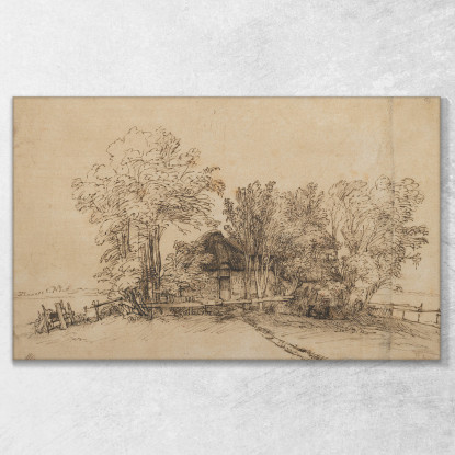 Cottage Tra Gli Alberi Rembrandt van Rijn rvr46 quadro stampato su tela