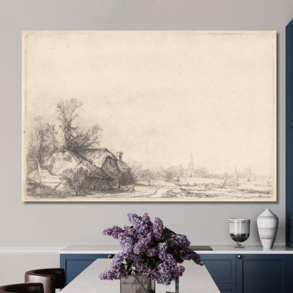 Cottage Accanto Ad Un Canale Rembrandt van Rijn rvr47 quadro stampato su tela