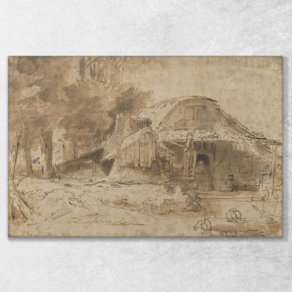 Cottage Vicino All'Ingresso Di Un Bosco Rembrandt van Rijn rvr48 quadro stampato su tela