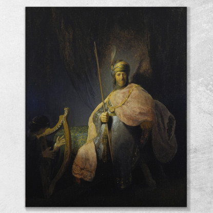 Davide Suona L'Arpa Davanti A Saul Rembrandt van Rijn rvr51 quadro stampato su tela