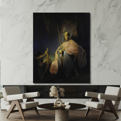 Davide Suona L'Arpa Davanti A Saul Rembrandt van Rijn rvr51 quadro stampato su tela