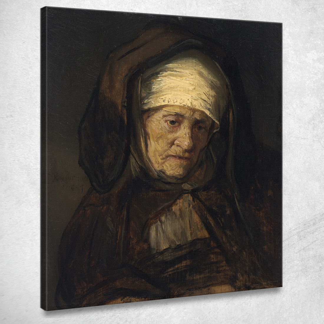 Testa Di Donna Anziana Rembrandt van Rijn rvr58 quadro stampato su tela