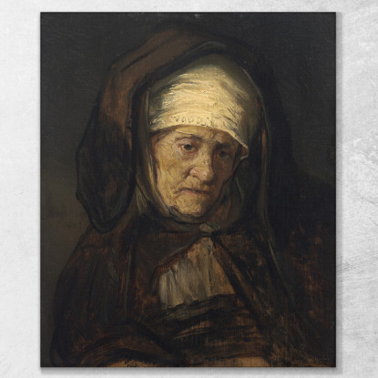 Testa Di Donna Anziana Rembrandt van Rijn rvr58 quadro stampato su tela