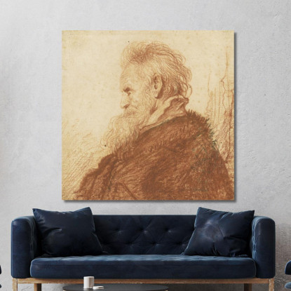 Testa Di Vecchio Recto Rembrandt van Rijn rvr59 quadro stampato su tela