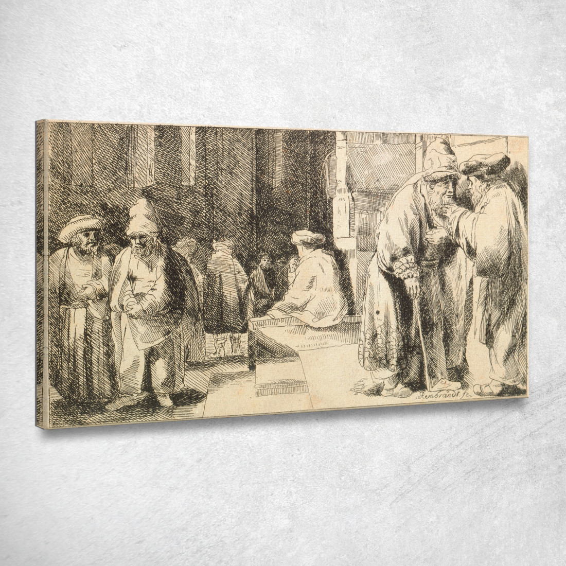 Ebrei Nella Sinagoga Rembrandt van Rijn rvr71 quadro stampato su tela