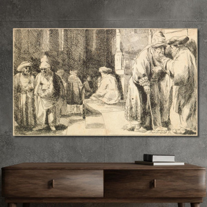 Ebrei Nella Sinagoga Rembrandt van Rijn rvr71 quadro stampato su tela