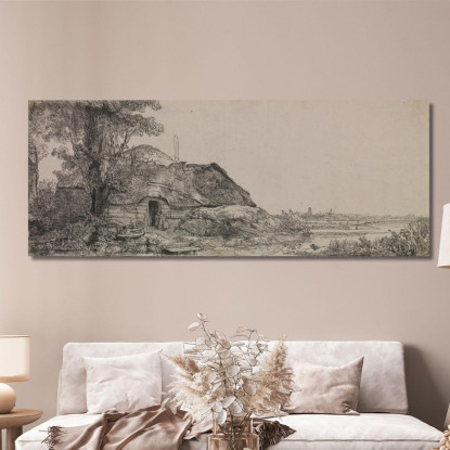 Paesaggio Con Una Casetta E Un Grande Albero Rembrandt van Rijn rvr76 quadro stampato su tela