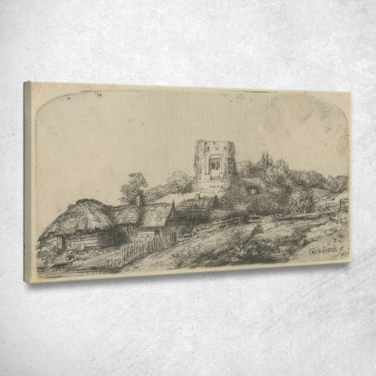 Paesaggio Con Torre Quadrata Rembrandt van Rijn rvr81 quadro stampato su tela