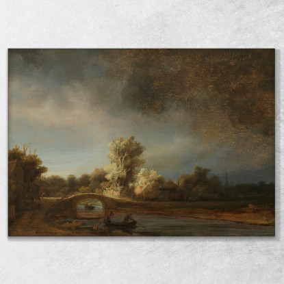 Paesaggio Con Un Ponte Di Pietra Rembrandt van Rijn rvr82 quadro stampato su tela