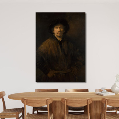 Grande Autoritratto Rembrandt van Rijn rvr84 quadro stampato su tela