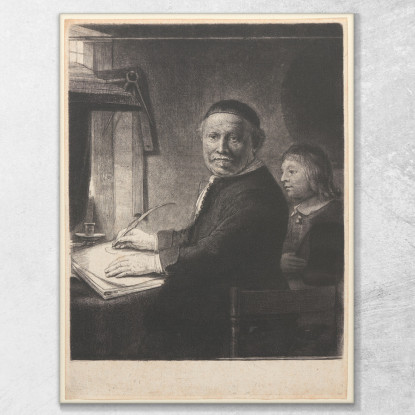 Lieven Willemsz Van Coppenol Maestro Di Scrittura Rembrandt van Rijn rvr85 quadro stampato su tela