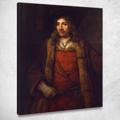 Uomo Con Un Cappotto Foderato Di Pelliccia Rembrandt van Rijn rvr91 quadro stampato su tela