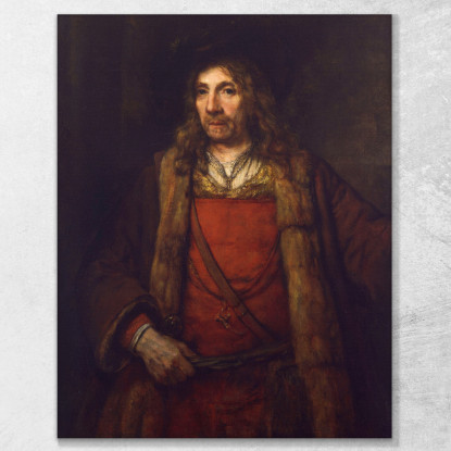Uomo Con Un Cappotto Foderato Di Pelliccia Rembrandt van Rijn rvr91 quadro stampato su tela