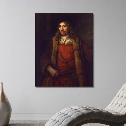 Uomo Con Un Cappotto Foderato Di Pelliccia Rembrandt van Rijn rvr91 quadro stampato su tela