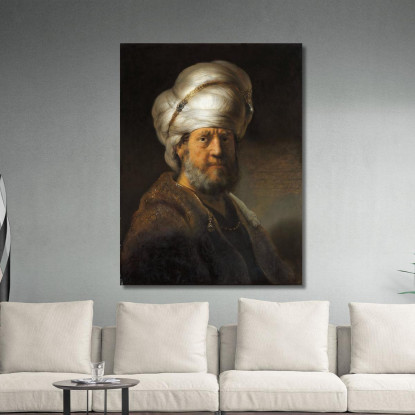 Uomo In Abiti Orientali Rembrandt van Rijn rvr93 quadro stampato su tela