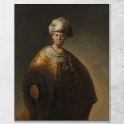 Uomo In Costume Orientale Il Nobile Slavo Rembrandt van Rijn rvr94 quadro stampato su tela