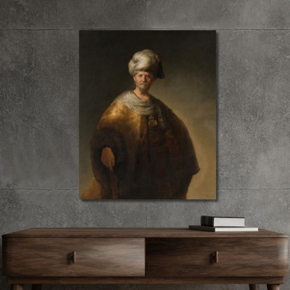 Uomo In Costume Orientale Il Nobile Slavo Rembrandt van Rijn rvr94 quadro stampato su tela