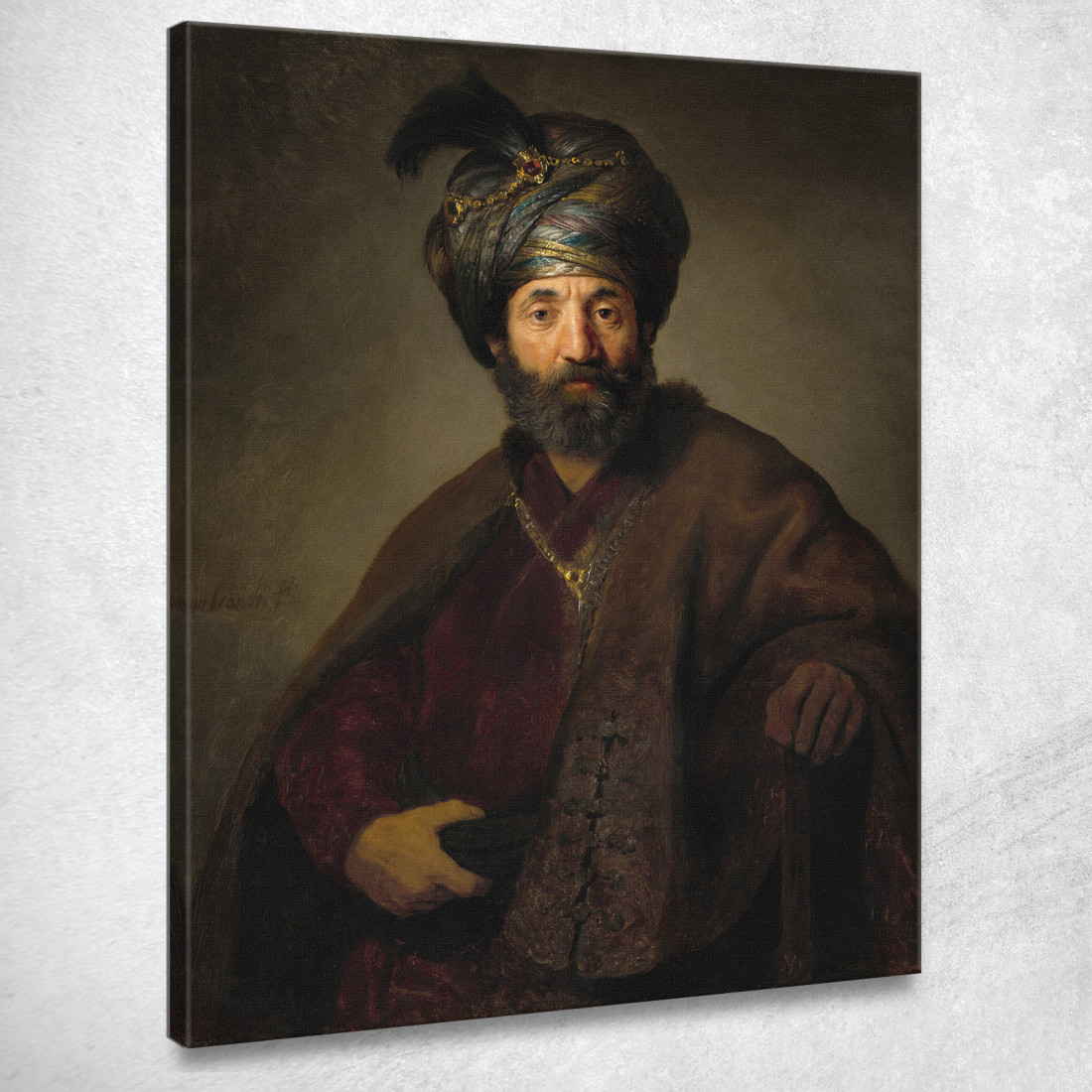 Uomo In Costume Orientale Rembrandt van Rijn rvr95 quadro stampato su tela