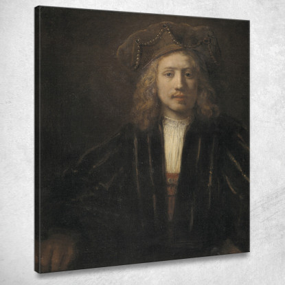 Uomo Con Berretto Tempestato Di Perle Rembrandt van Rijn rvr98 quadro stampato su tela