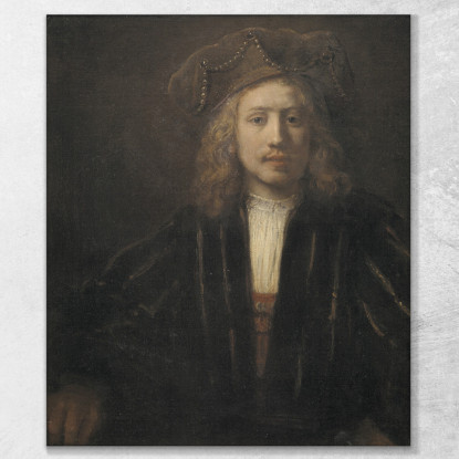 Uomo Con Berretto Tempestato Di Perle Rembrandt van Rijn rvr98 quadro stampato su tela